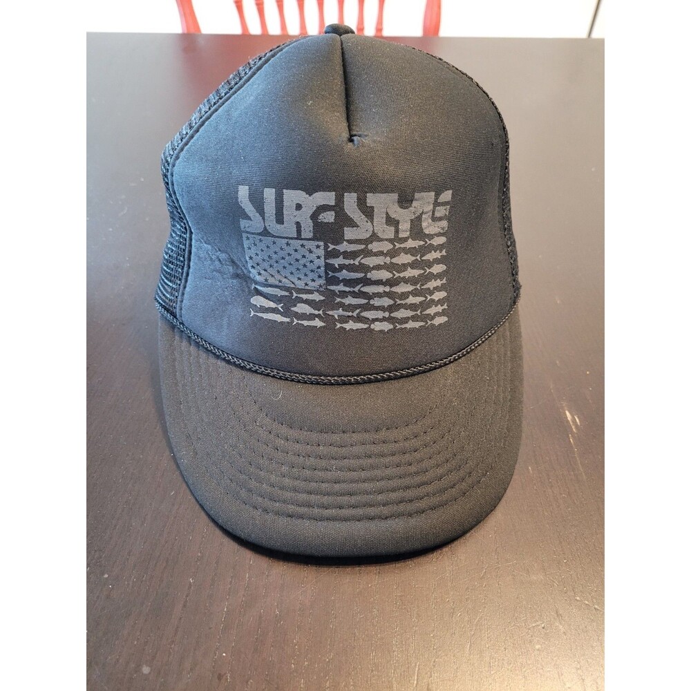 SURF STYLE Hat Snapback Unisex Adult Cap Mesh Back All Black Vintage